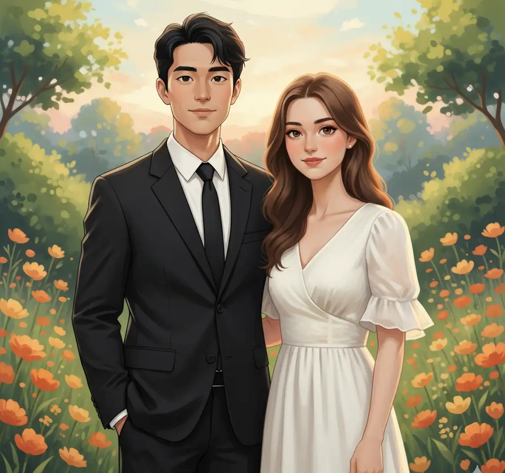 Cartoon Style AI Couple Photo Template Cartoon Style AI Couple Photo Template