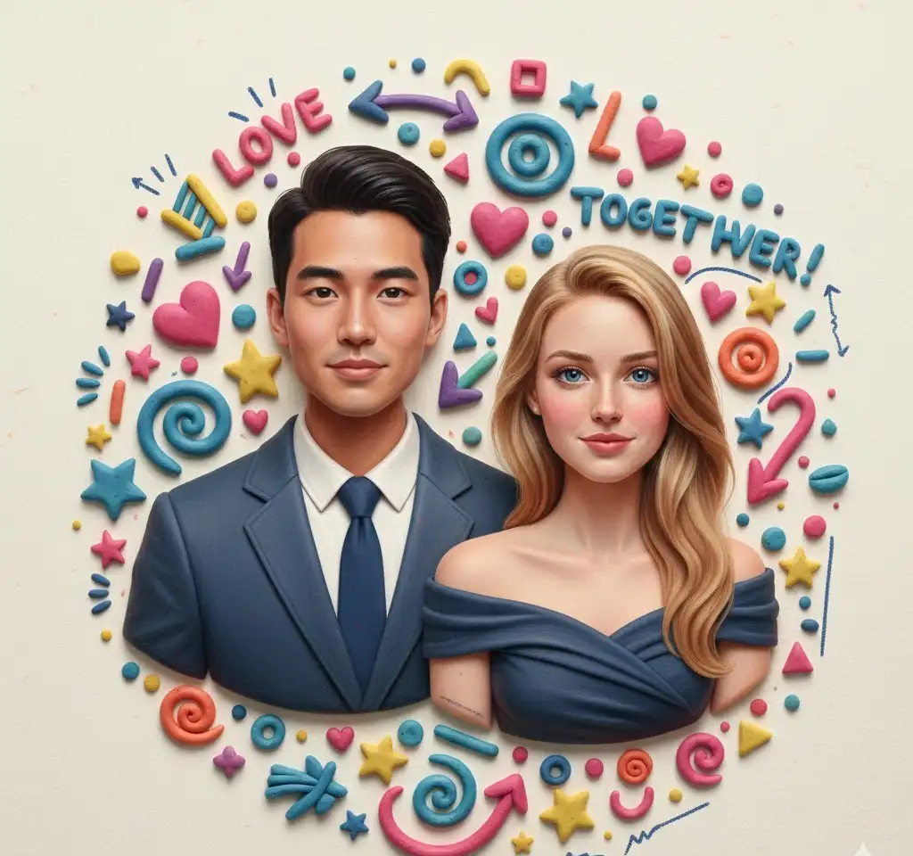 Clay Art Doodle AI Couple Photo Template Clay Art Doodle AI Couple Photo Template
