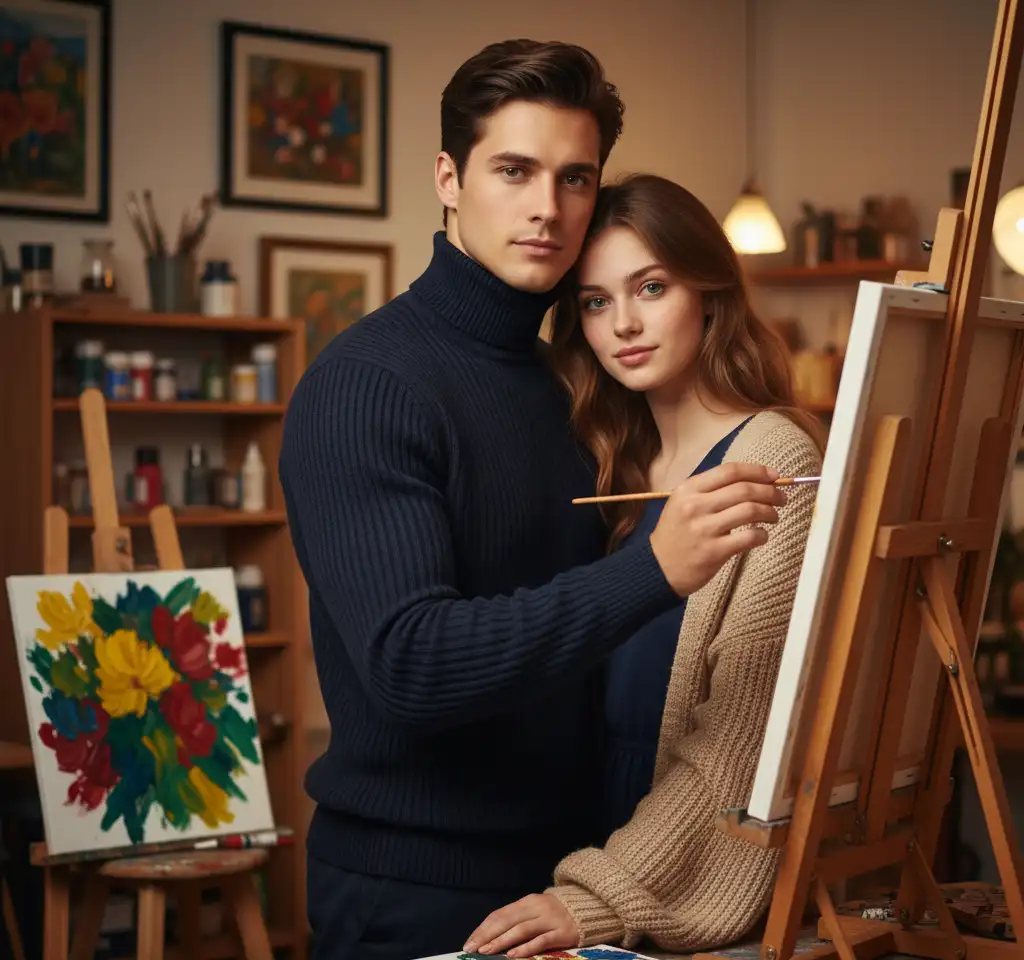 Painting AI Couple Photo Template Painting AI Couple Photo Template