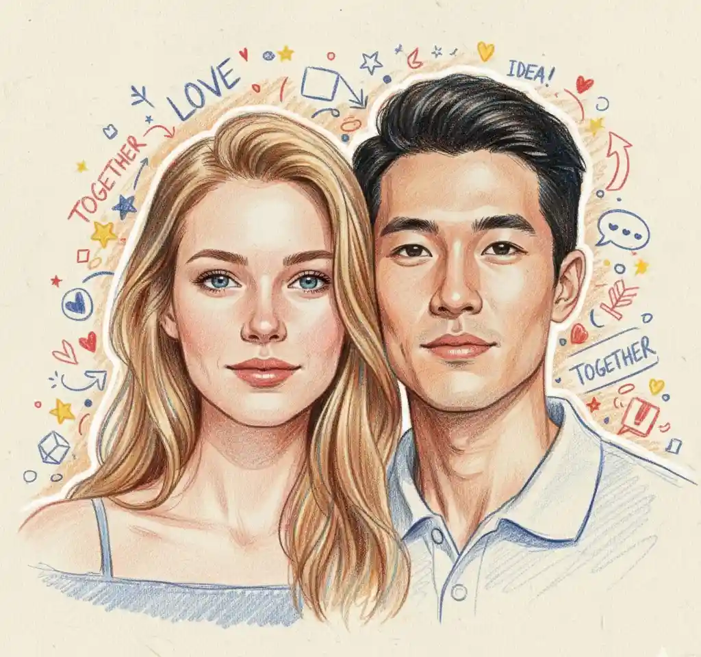 Pencil Art Doodle AI Couple Photo Template Pencil Art Doodle AI Couple Photo Template