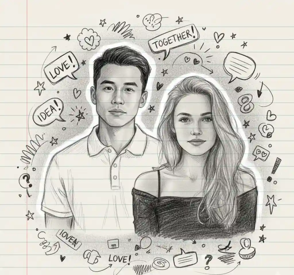 Pencil Art Portrait AI Couple Photo Template Pencil Art Portrait AI Couple Photo Template