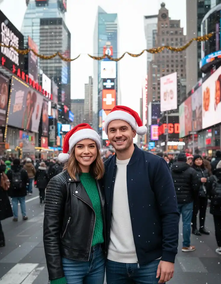 Christmas New York AI Couple Photo Template