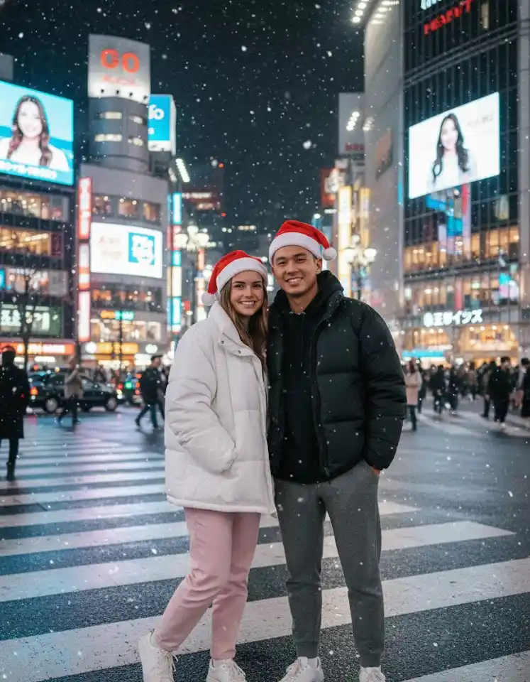 Christmas Tokyo AI Couple Photo Template