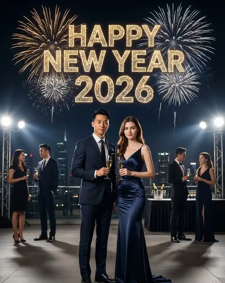 Corporate New Year Party AI Couple Photo Template