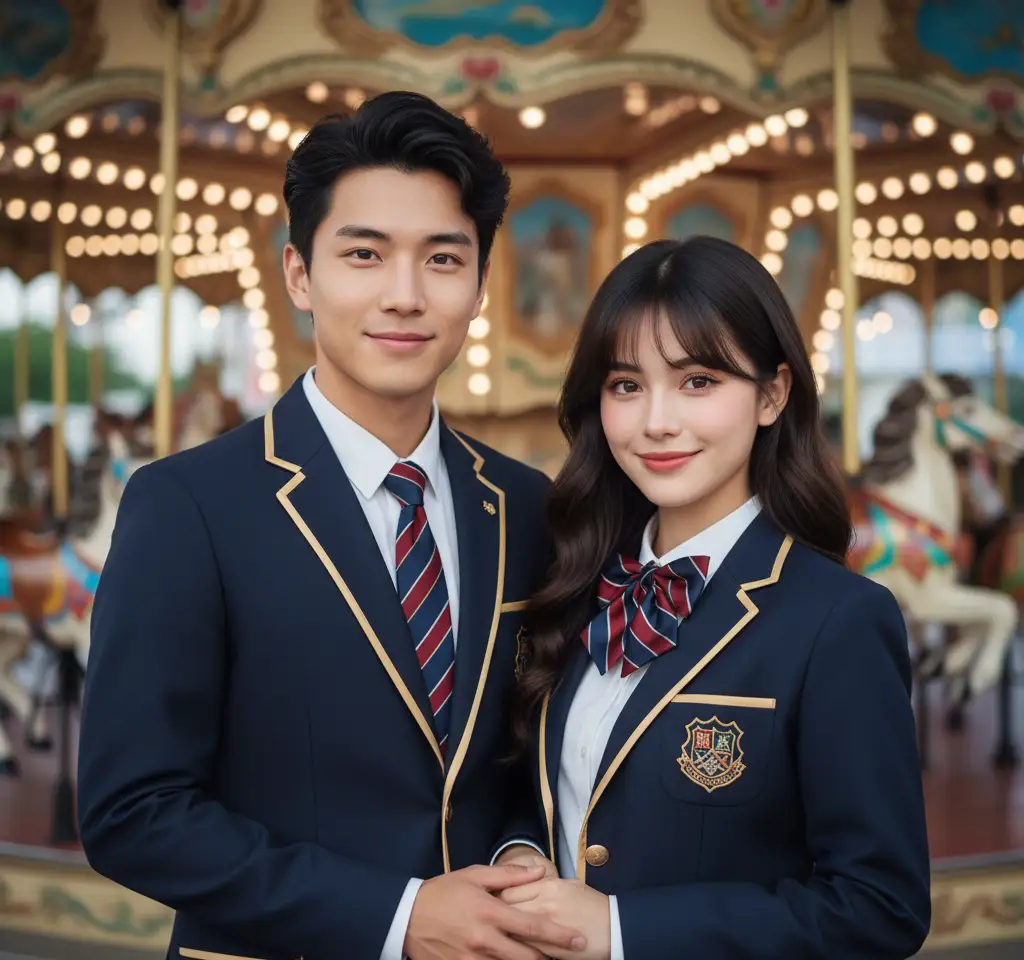 Enjoying Carnival AI Couple Photo Template