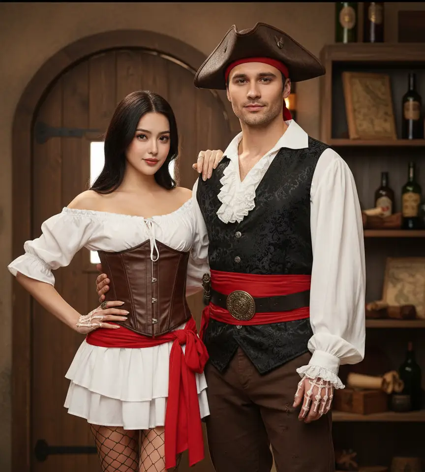 Halloween Pirate Hearts AI Couple Photo Template