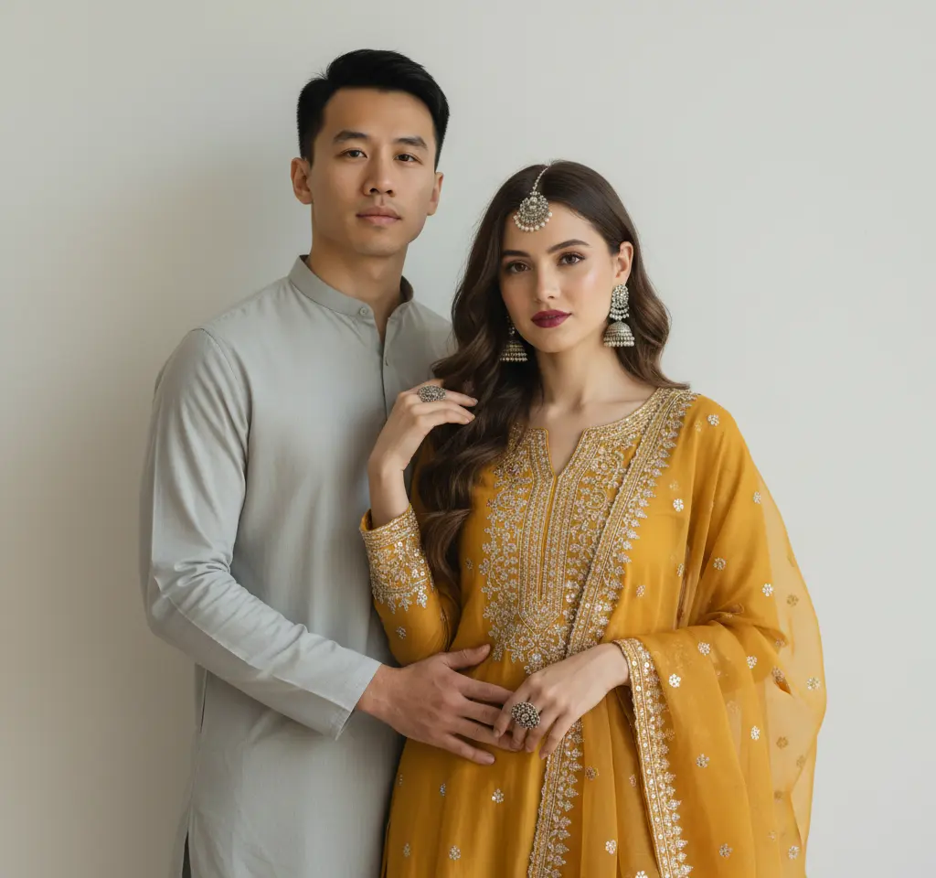 Lohri Festival AI Couple Photo Template