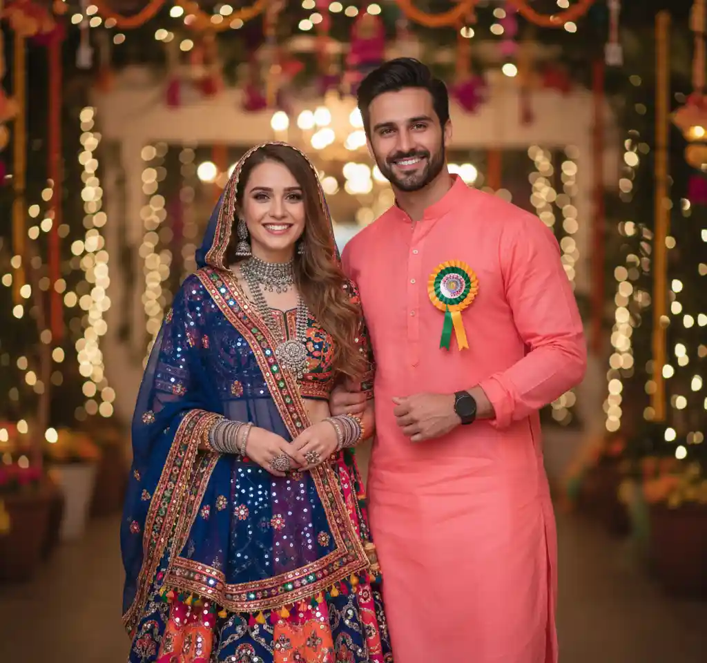 Navratri Gujarat AI Couple Photo Template