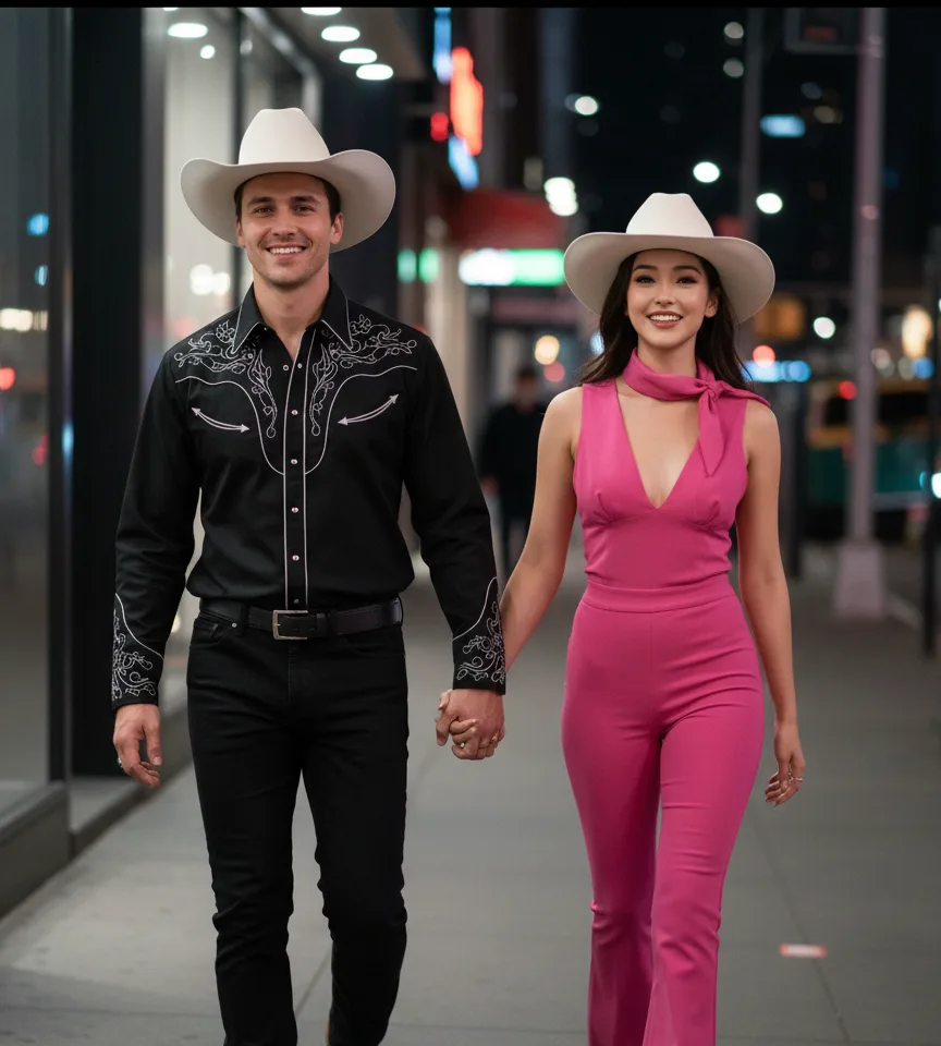 Neon Nights Halloween AI Couple Photo Template