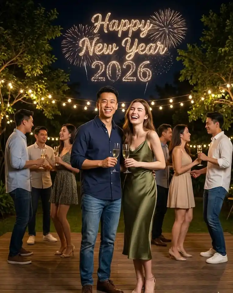 New Year Party Night AI Couple Photo Template