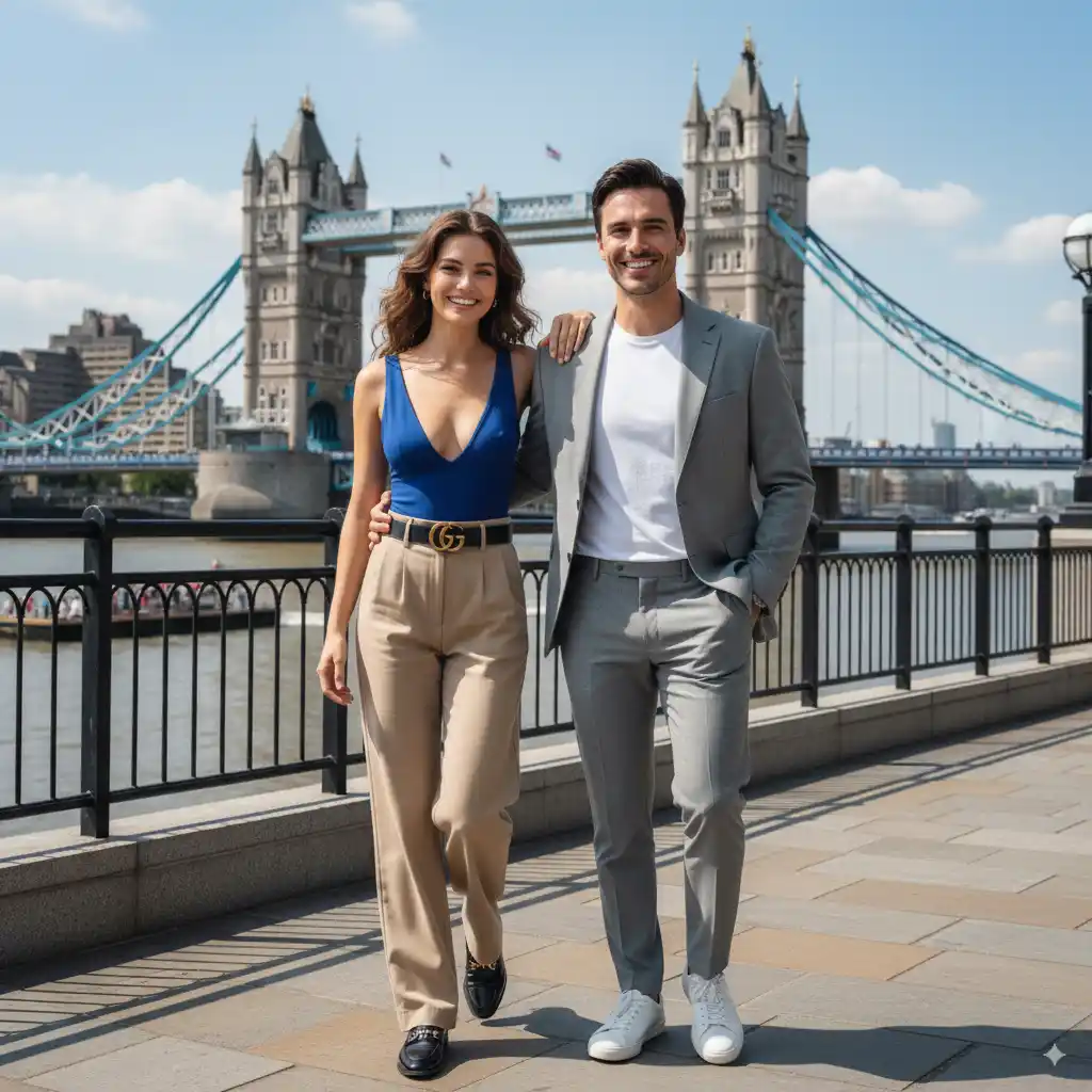 Riverside Promenade AI Couple Photo Template