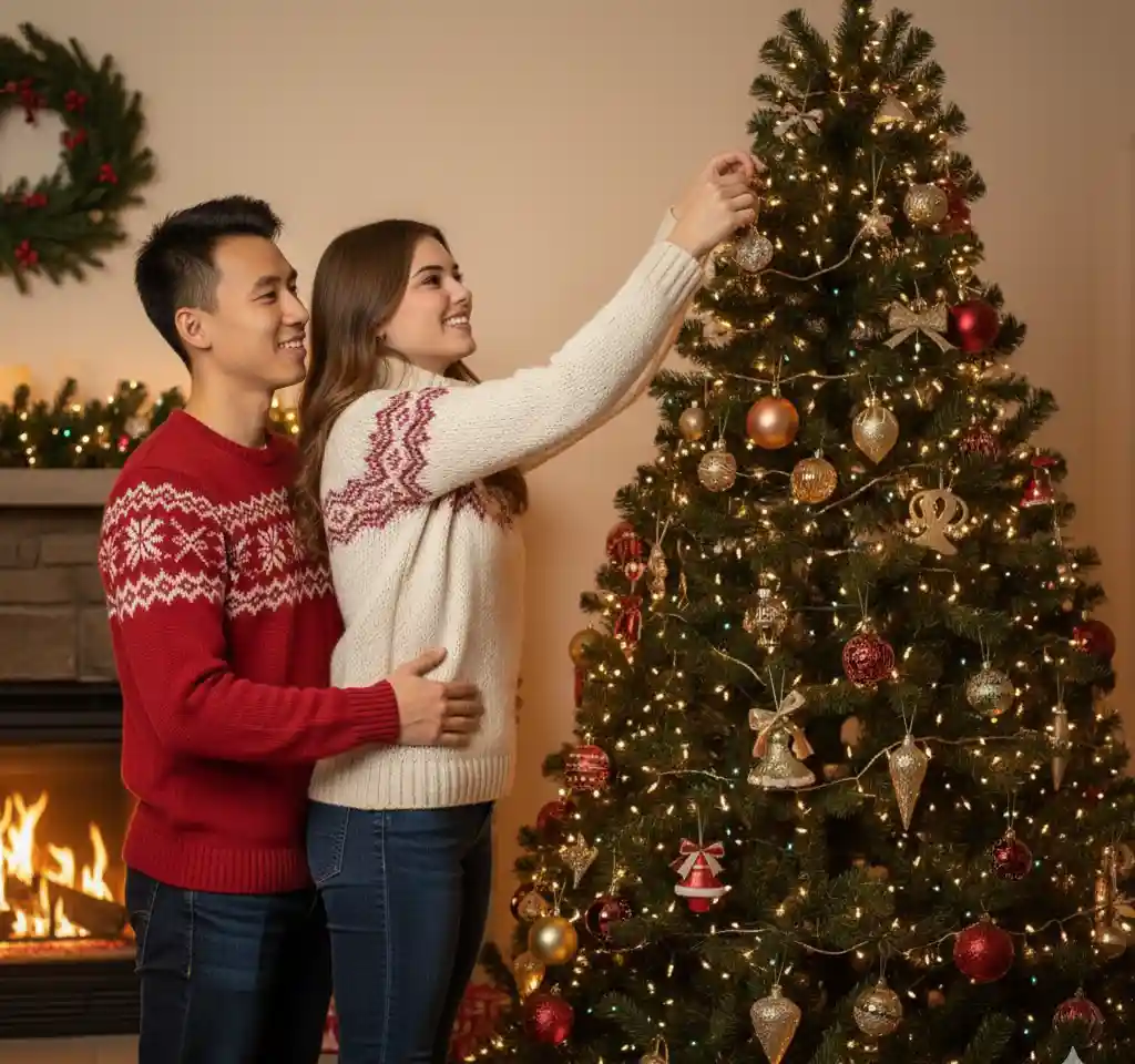 Set A Christmas Tree AI Couple Photo Template