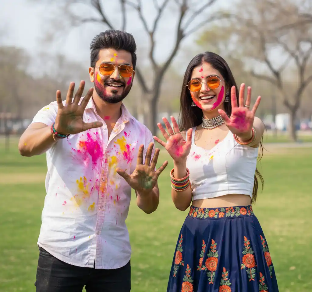 Western Holi AI Couple Photo Template