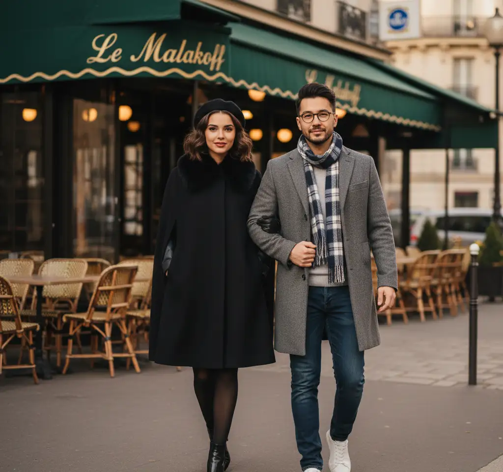 Le Malakoff Cafe AI Couple Photo Template