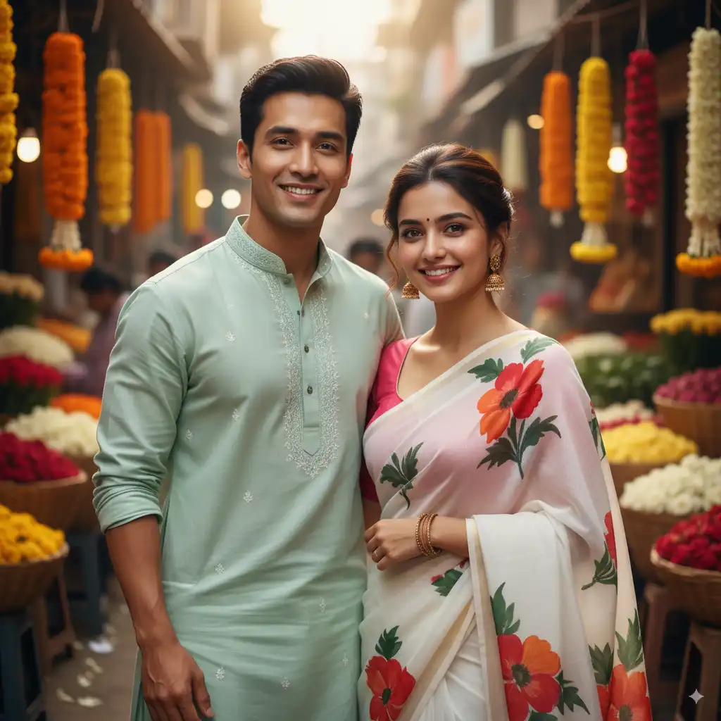 Flower Market AI Couple Photo Template