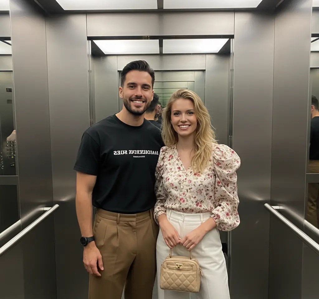 Elevator Pose AI Couple Photo Template