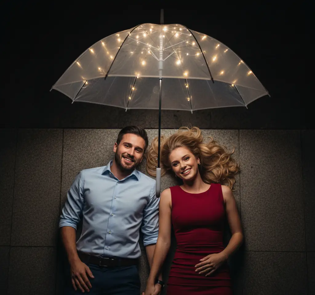 Led Umbrella AI Couple Photo Template