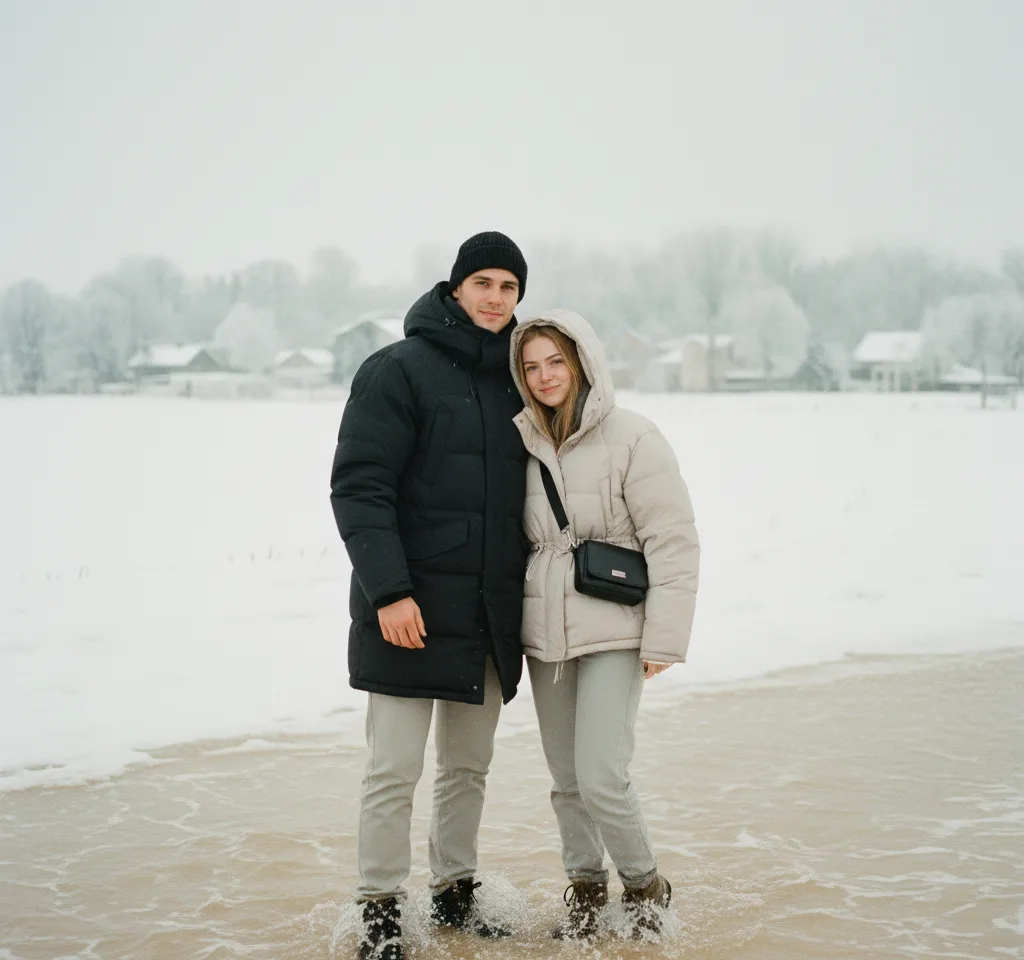 Natural Expression Winter AI Couple Photo Template
