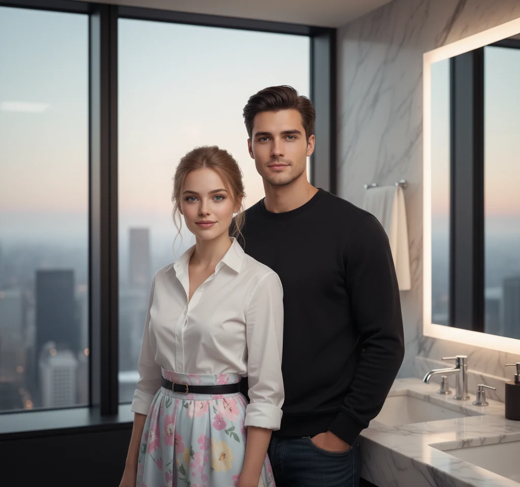 Ready In Bath AI Couple Photo Template