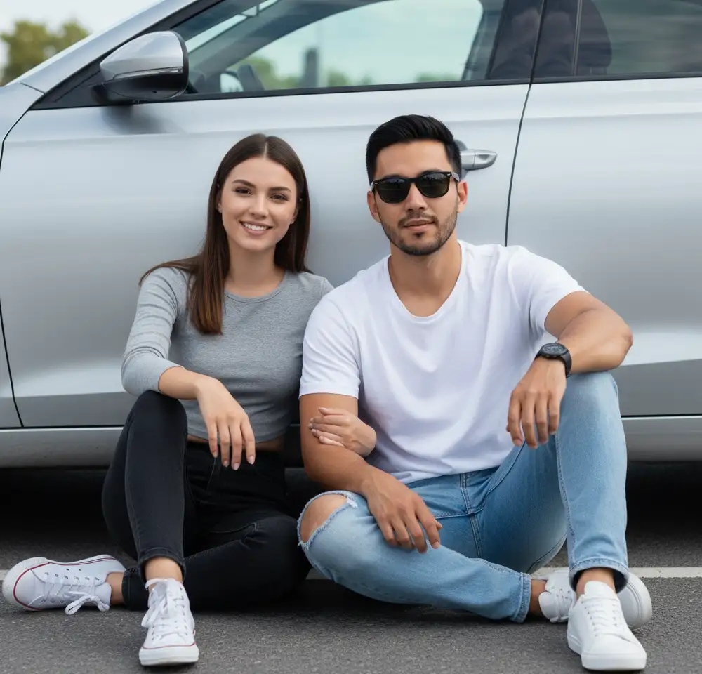 Relaxed Couple The Car AI Couple Photo Template