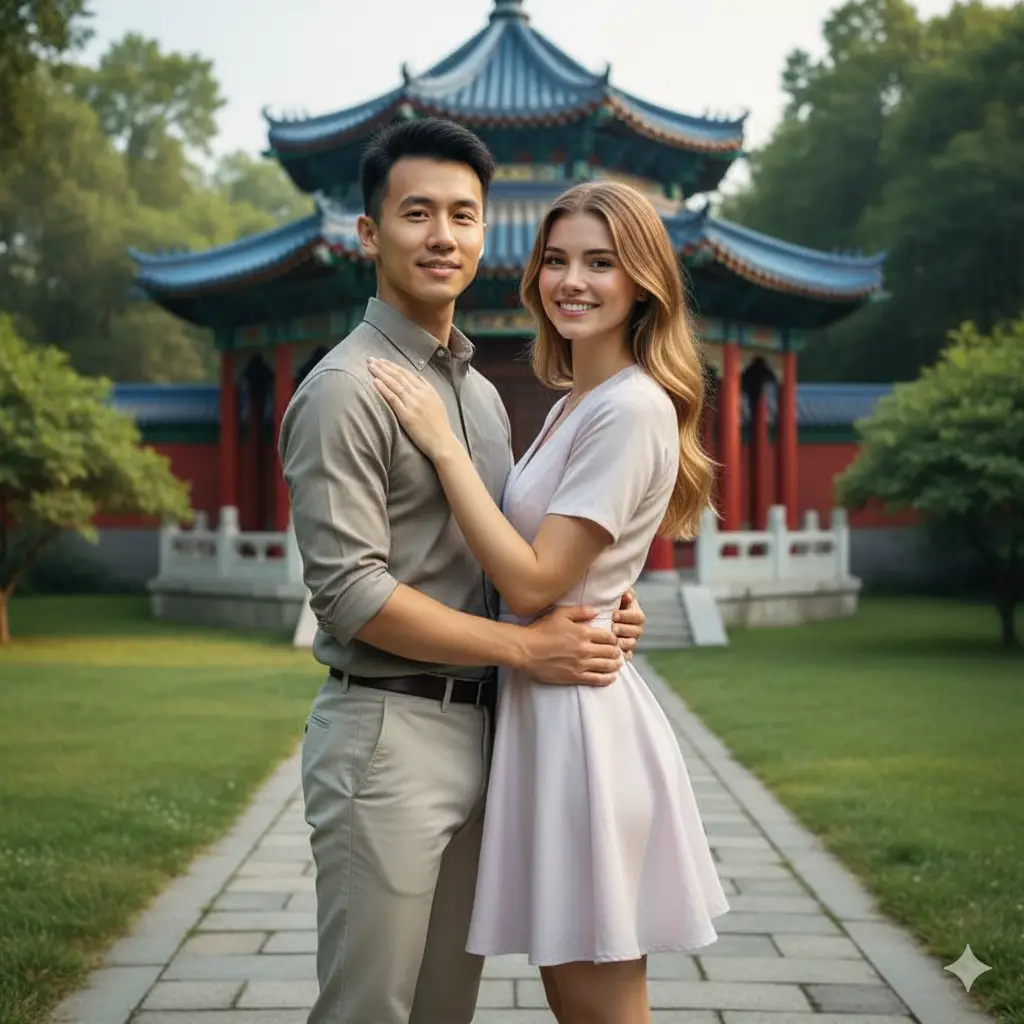 Serenity At The Pavilion AI Couple Photo Template