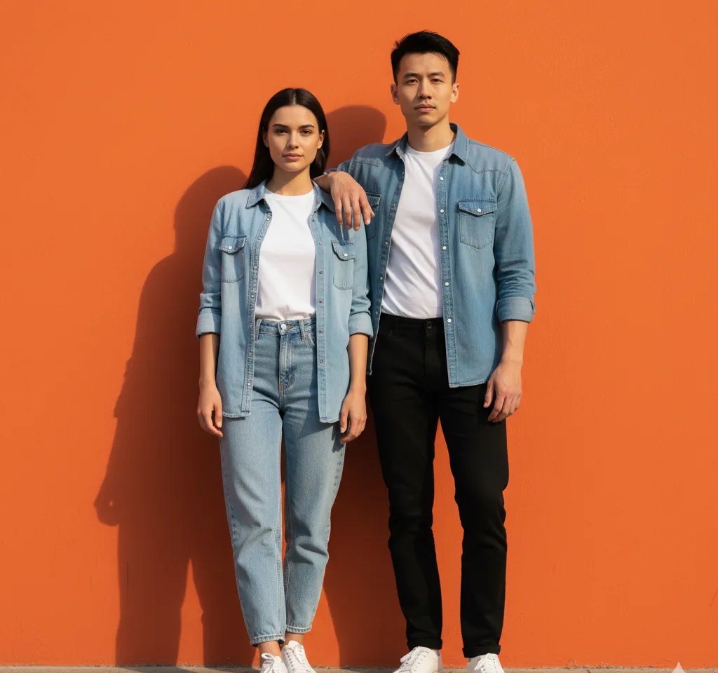 Urban Denim AI Couple Photo Template