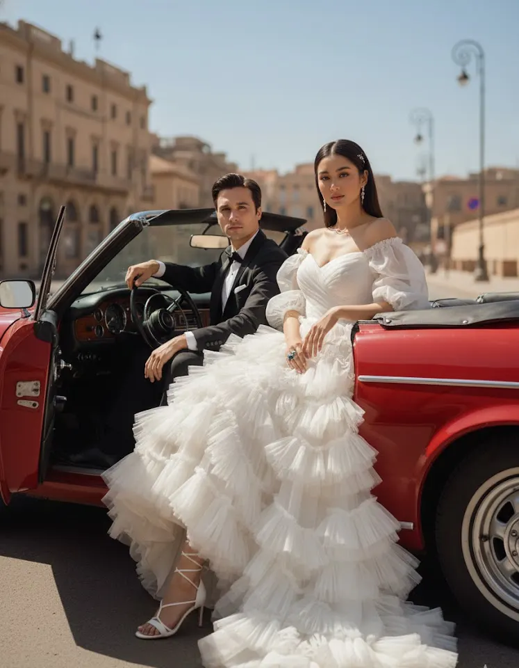 Vintage Convertible AI Couple Photo Template