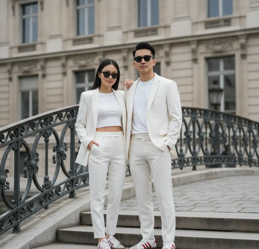 White Dress Couple AI Couple Photo Template