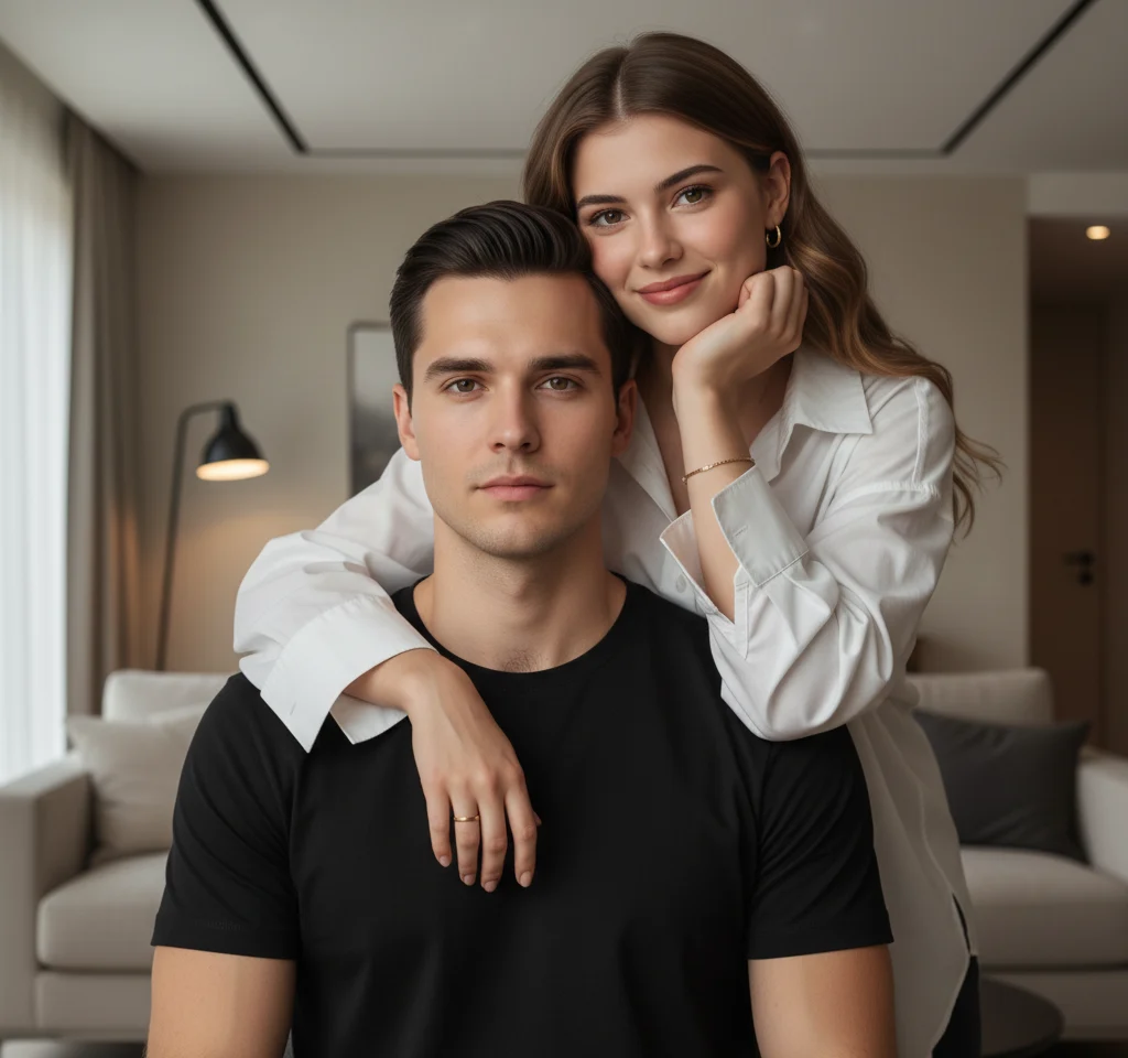 Shoulder Hand Pose AI Couple Photo Template