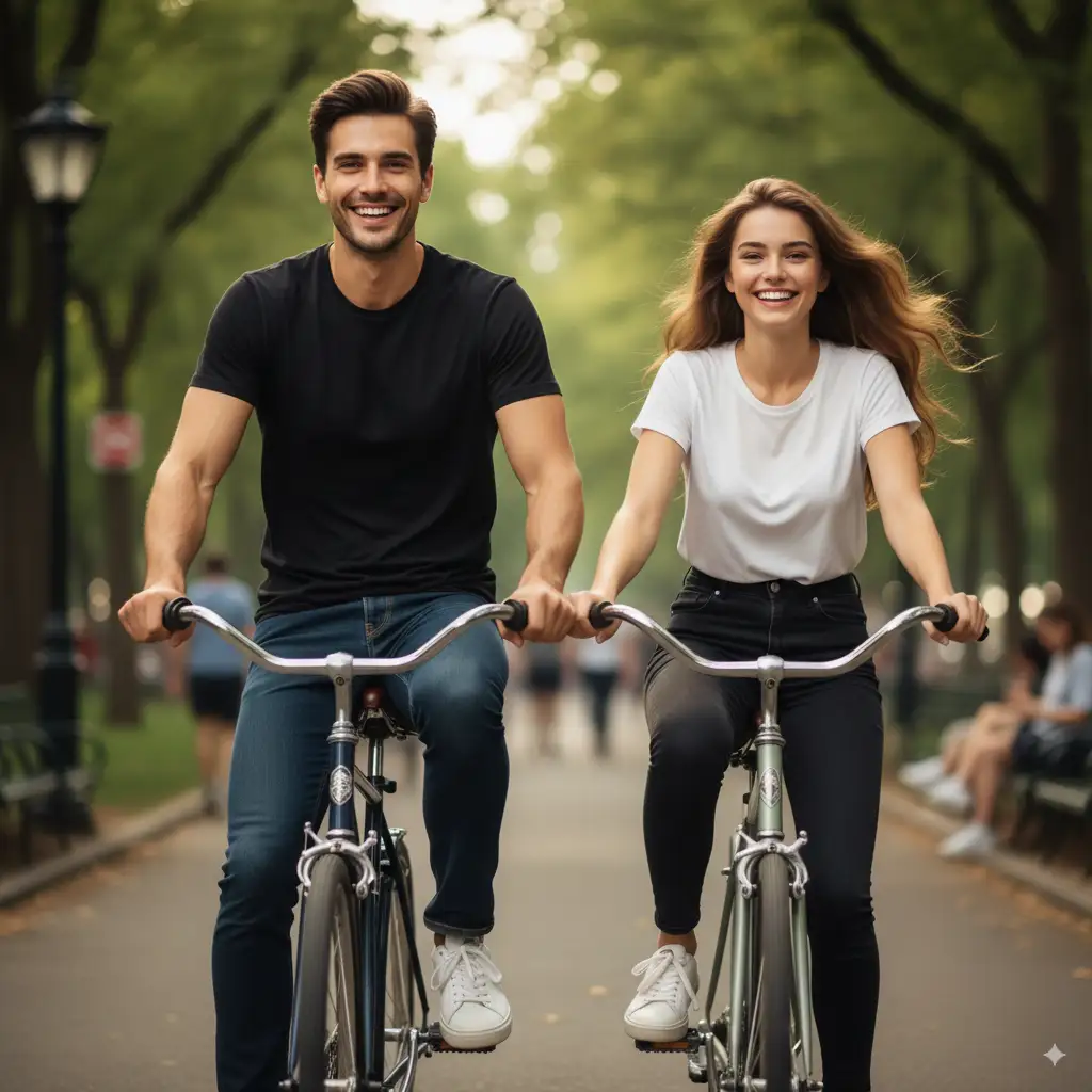Riding Bicycles AI Couple Photo Template