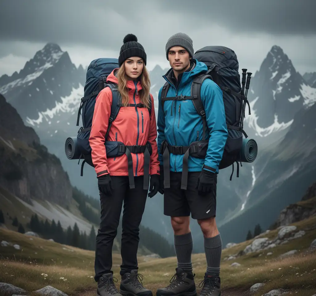 Trekking In Mountain AI Couple Photo Template