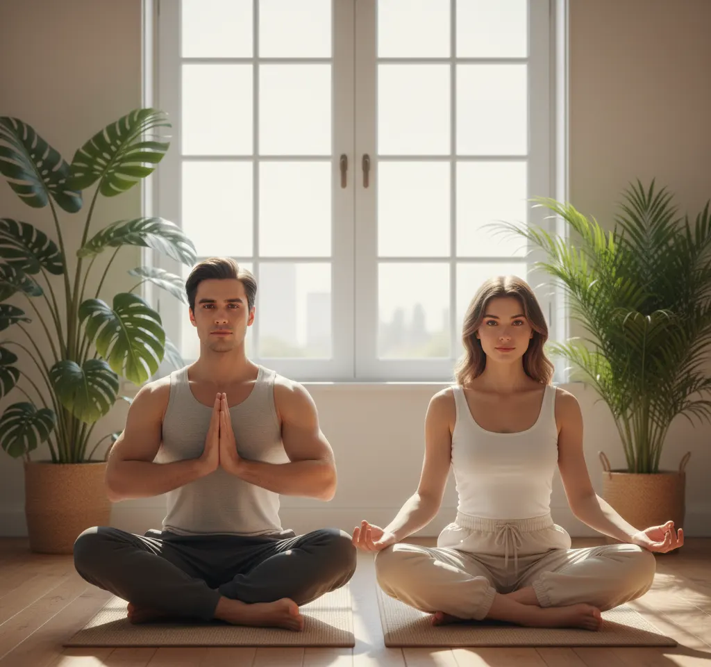 Yoga Together AI Couple Photo Template