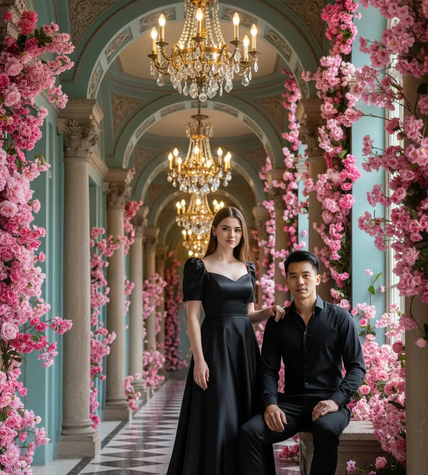 Royal Corridor AI Couple Photo Template