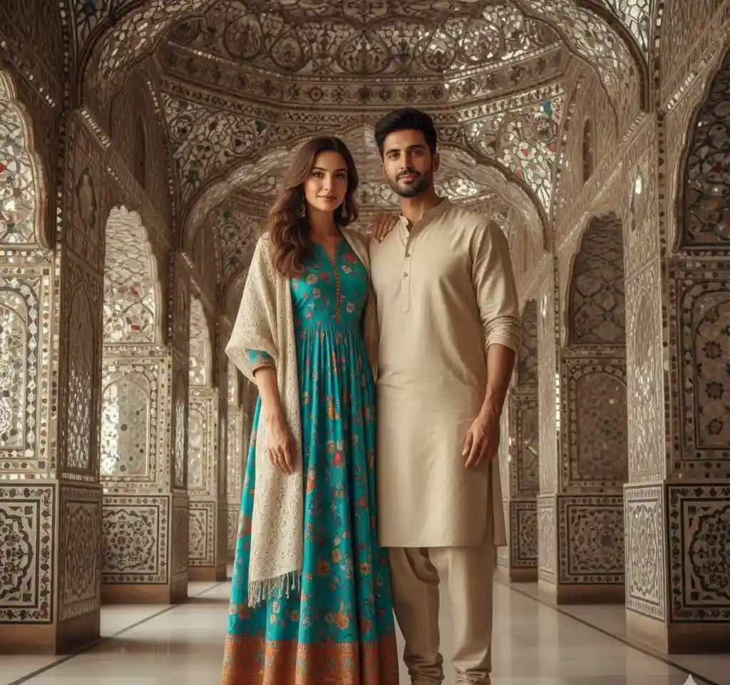 Sheesh Mahal AI Couple Photo Template