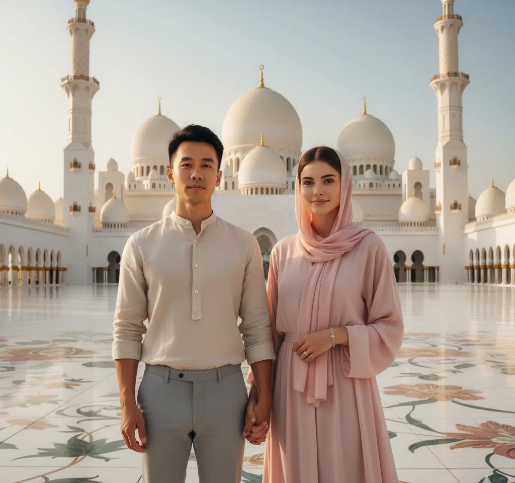 Sheikh Zayed Grand Mosque AI Couple Photo Template
