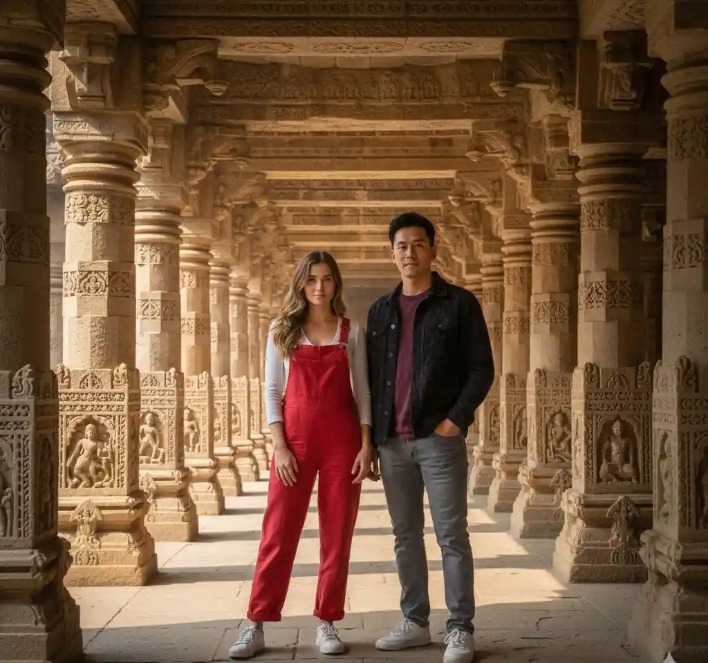 Qutub Minar AI Couple Photo Template