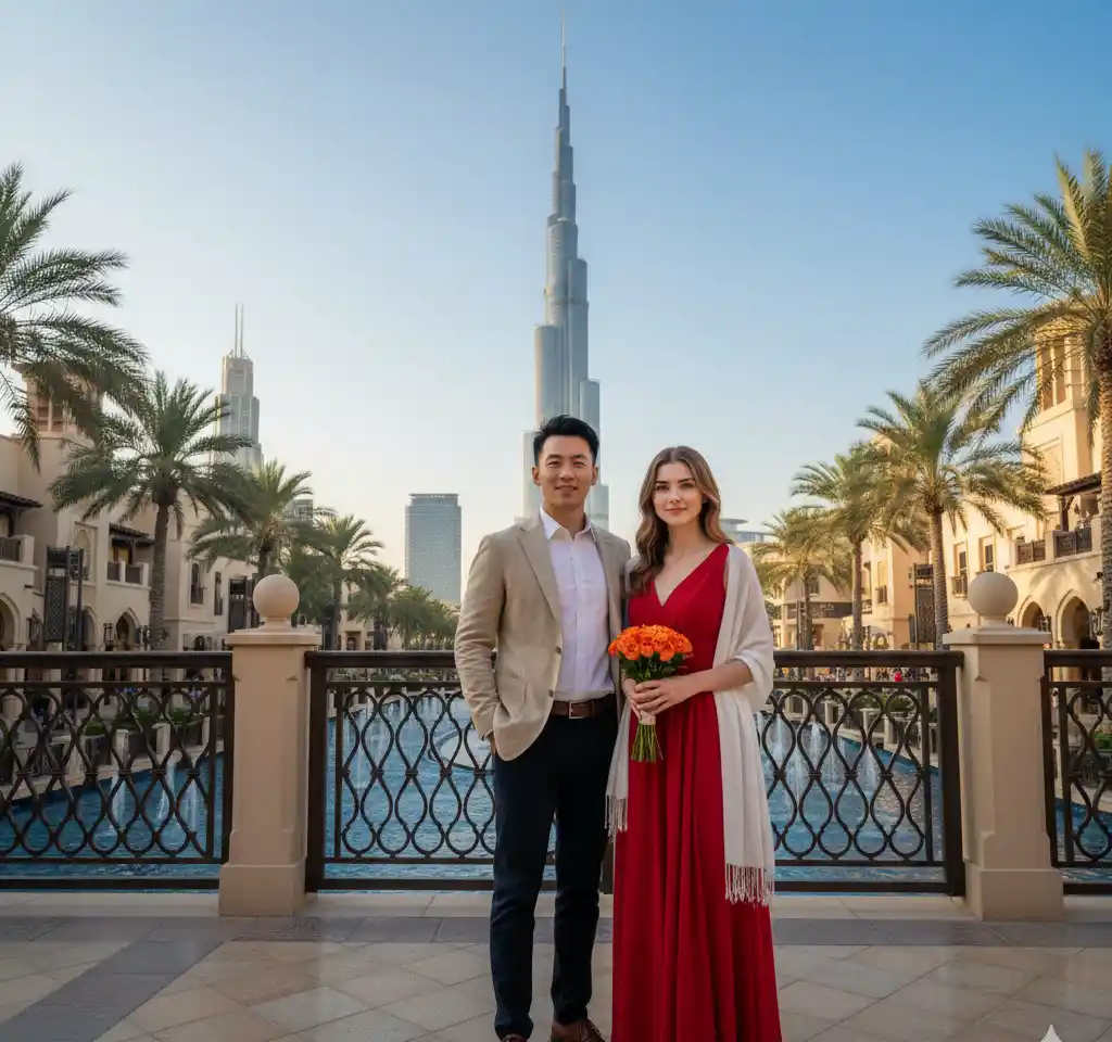 Burj Khalifa AI Couple Photo Template