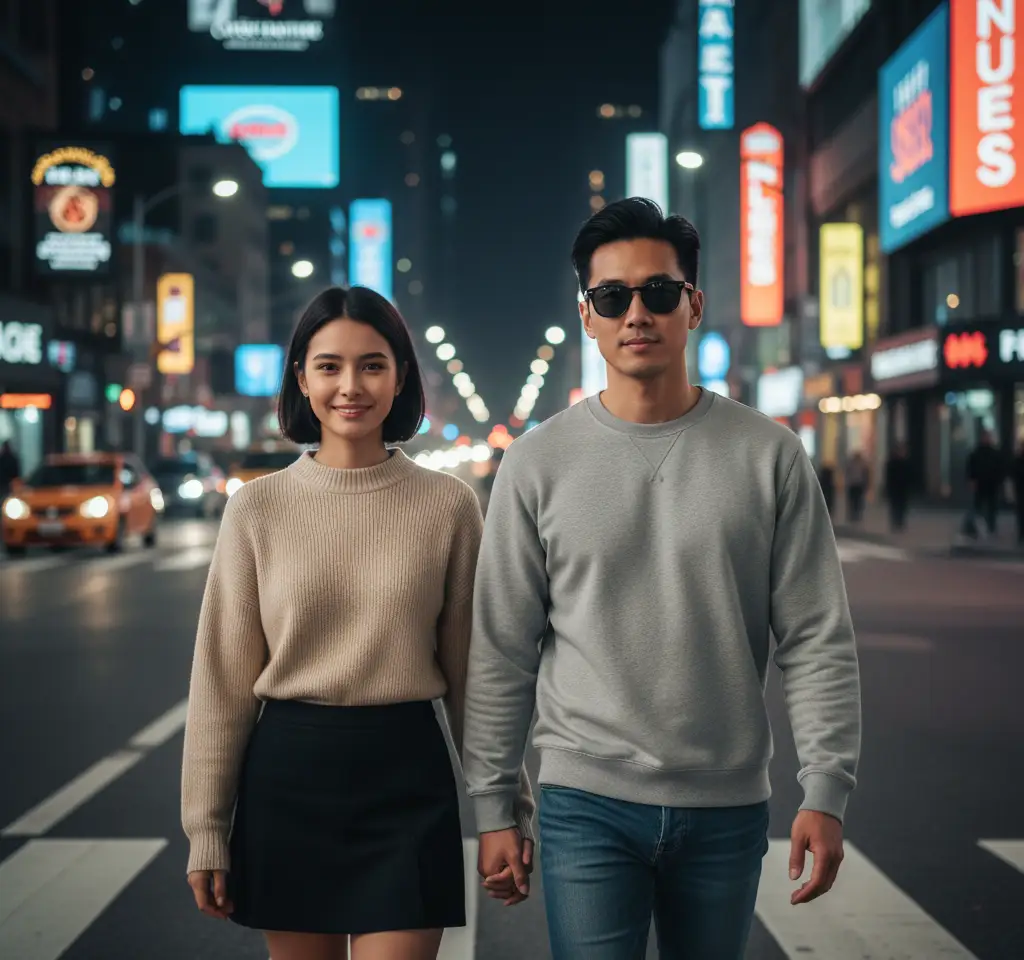 China Town AI Couple Photo Template