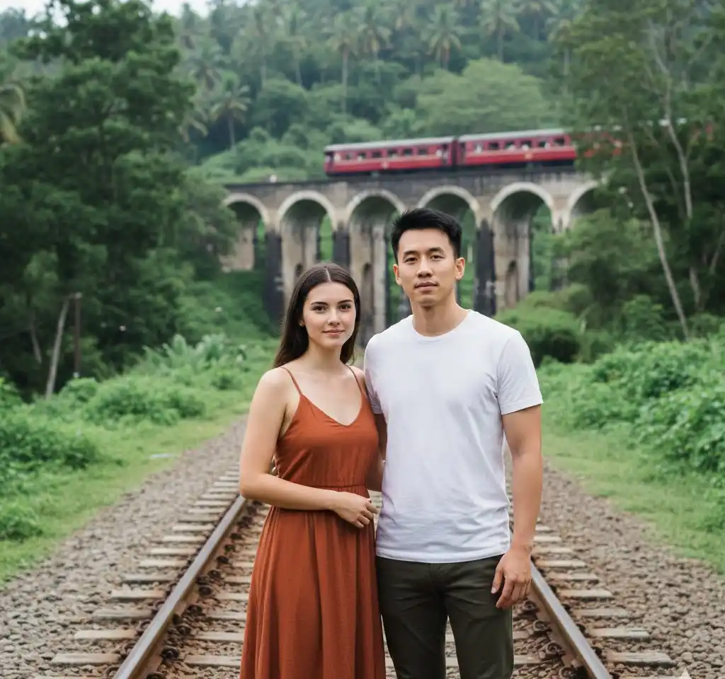 Ella Train Tracks AI Couple Photo Template