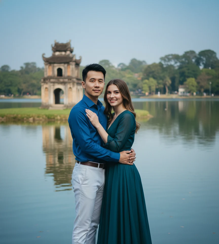 Hoan Kiem Lake AI Couple Photo Template