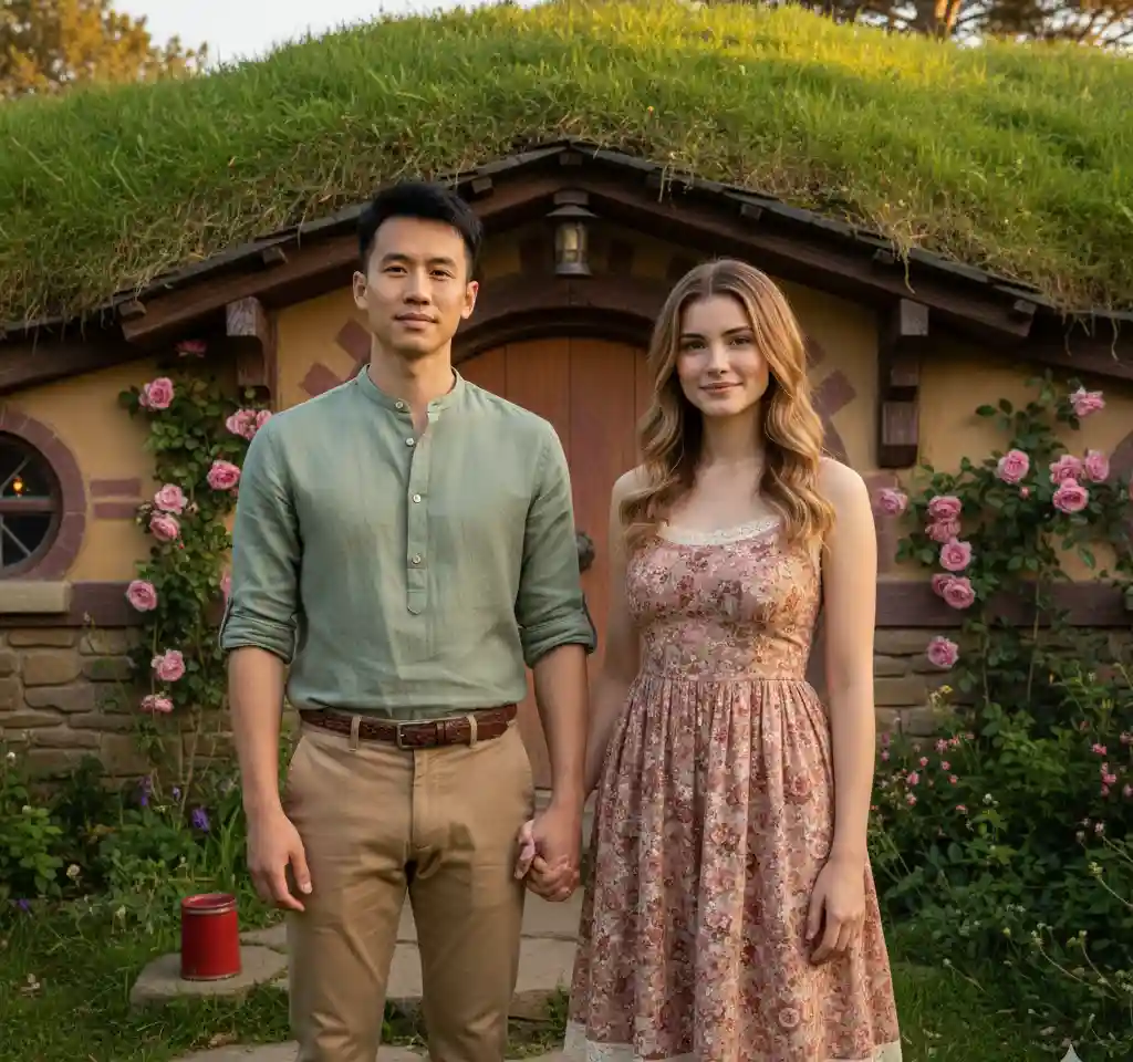 Hobbiton™ Movie AI Couple Photo Template