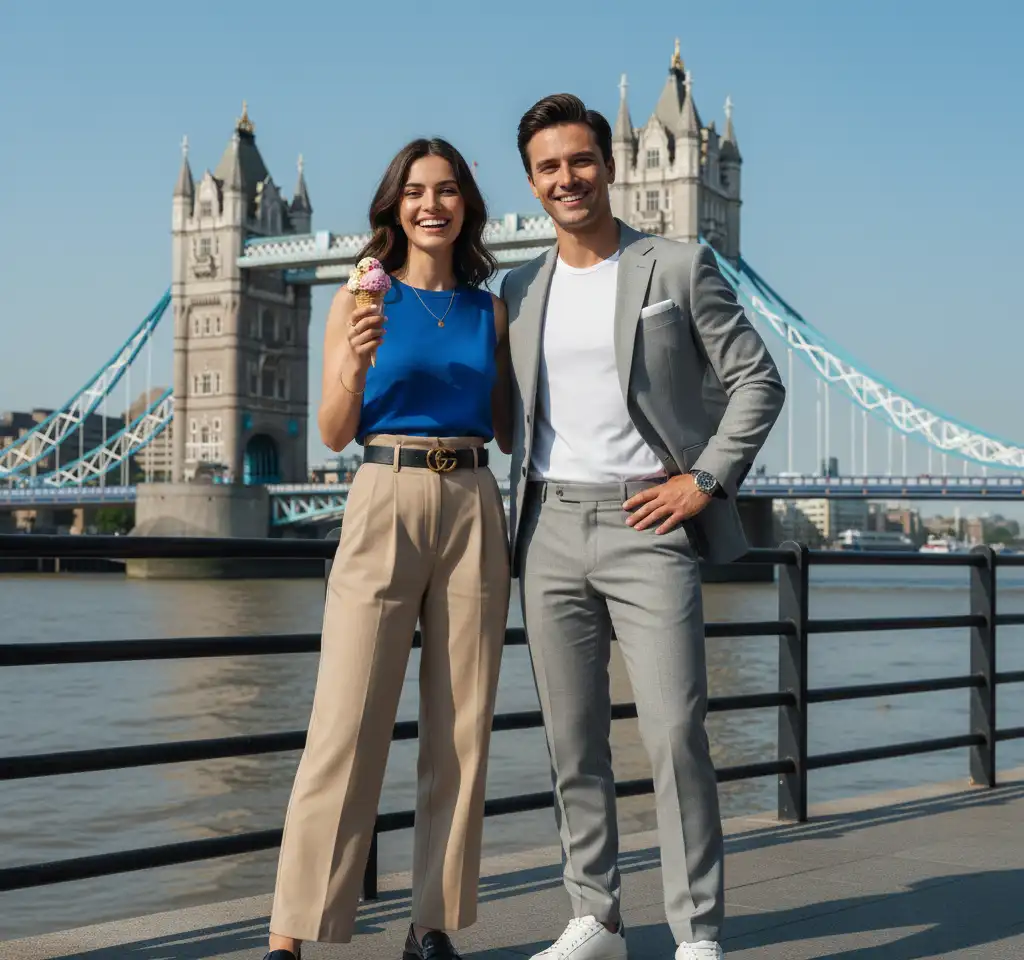 Iconic Tower Bridge AI Couple Photo Template