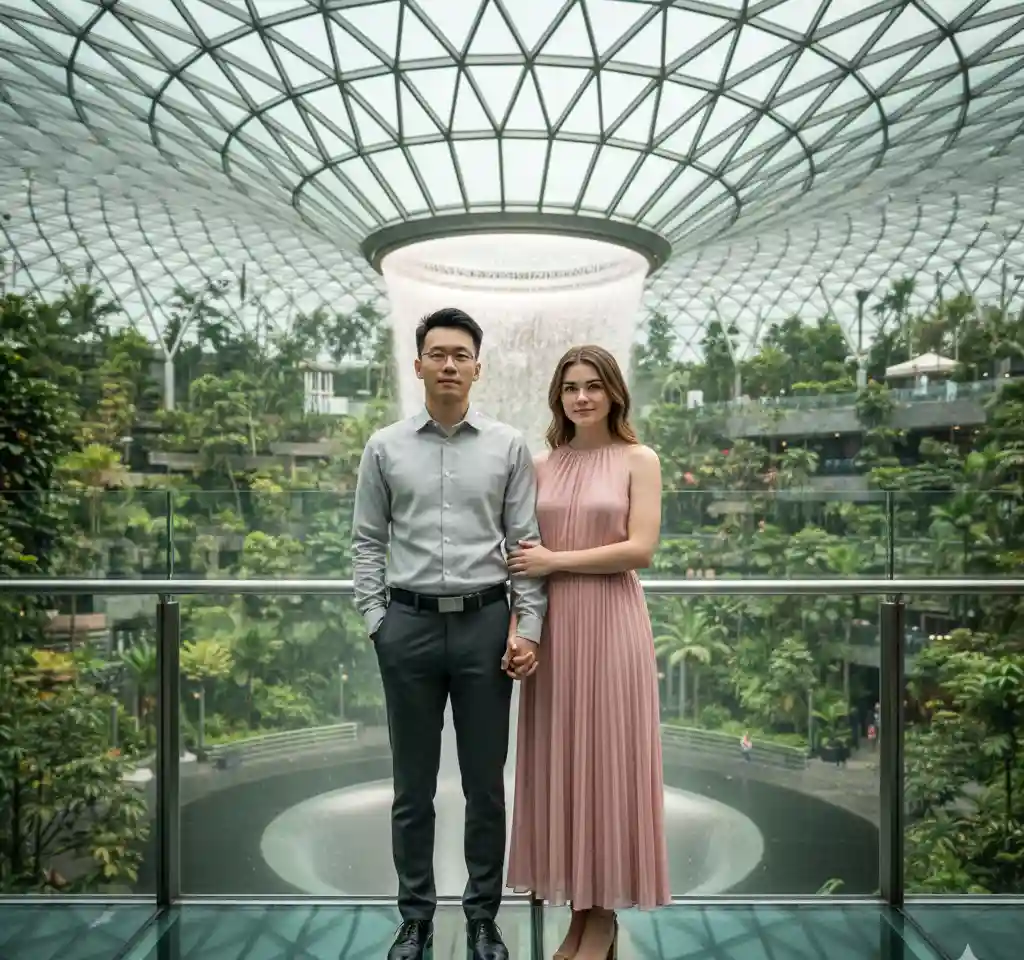 Jewel Changi Airport AI Couple Photo Template