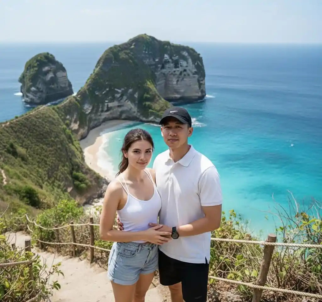 Kelingking Beach AI Couple Photo Template