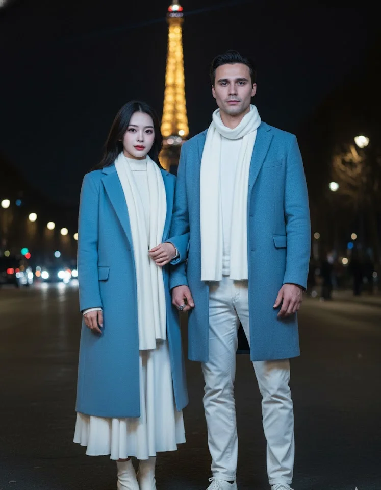 Paris Night AI Couple Photo Template