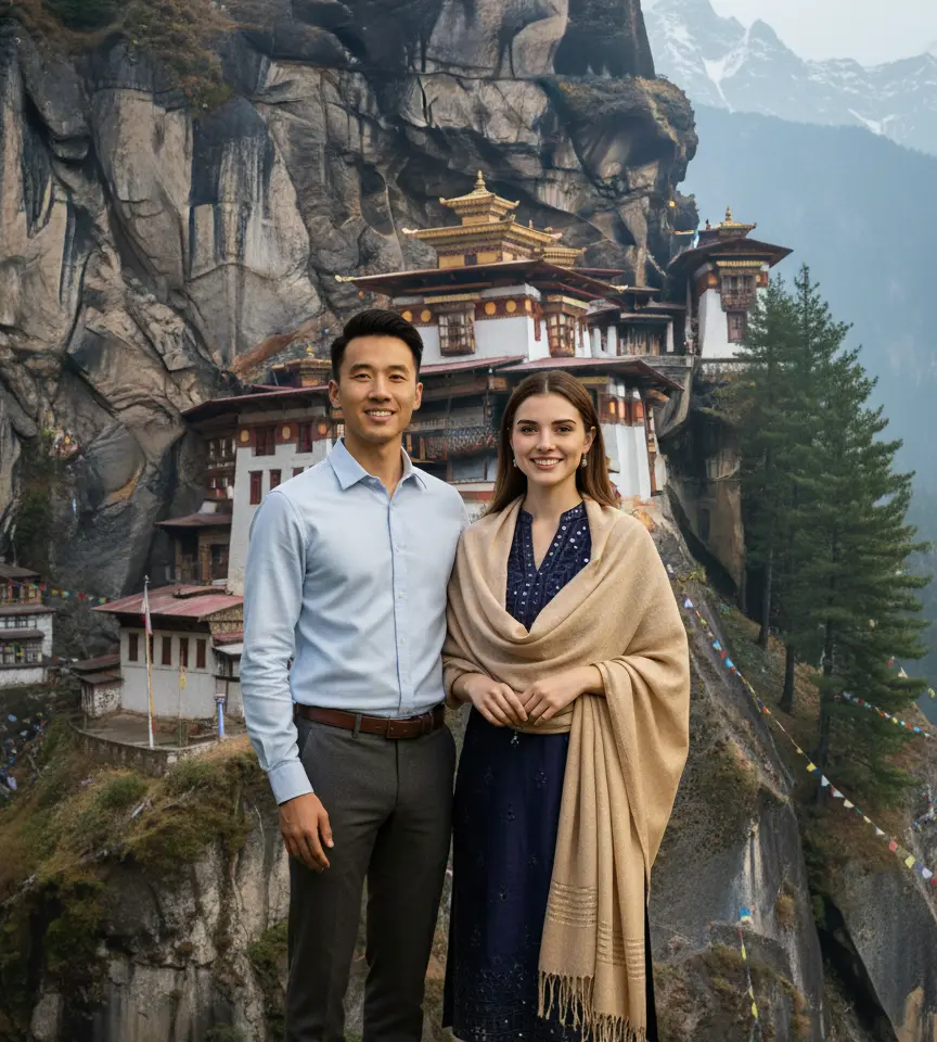 Paro Bhutan AI Couple Photo Template