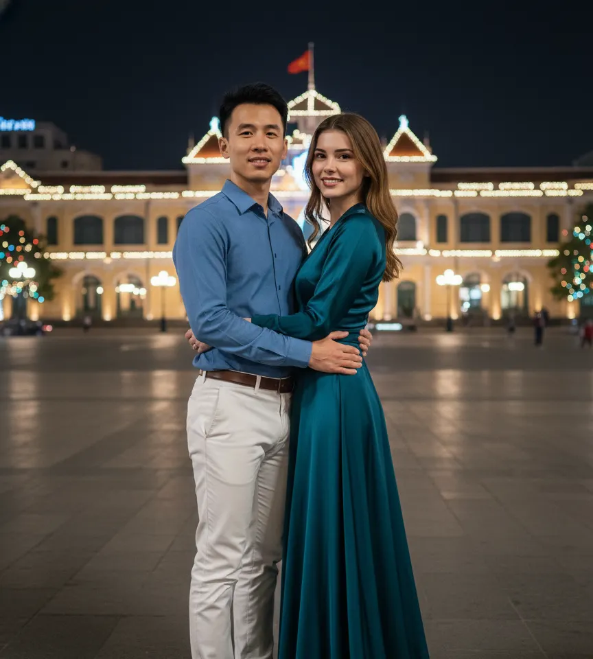 Quang Truong Square AI Couple Photo Template