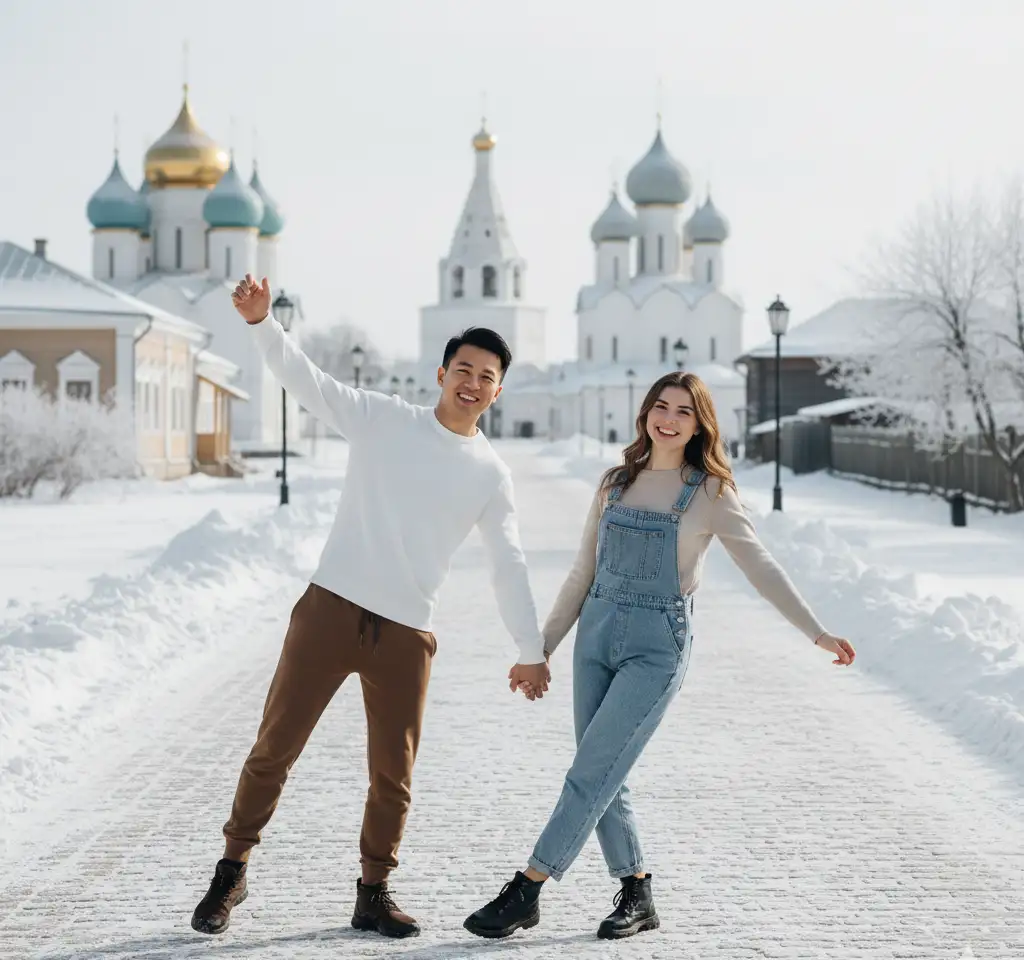 Suzdal Town AI Couple Photo Template