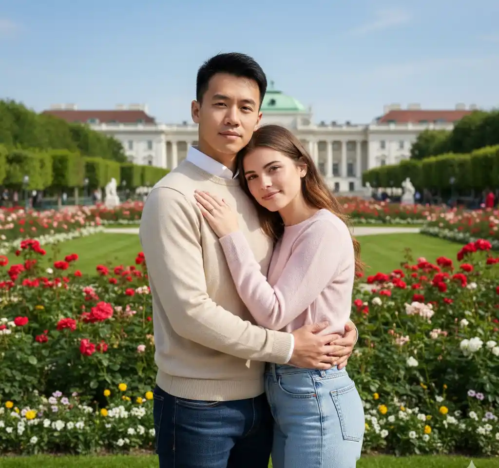 Volksgarten Park AI Couple Photo Template