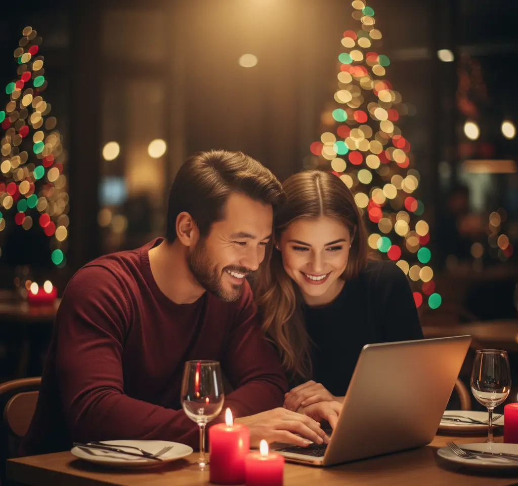 Working With Laptop AI Couple Photo Template